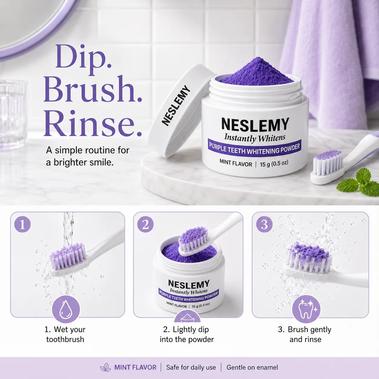 NESLEMY Purple Teeth Whitening Powder