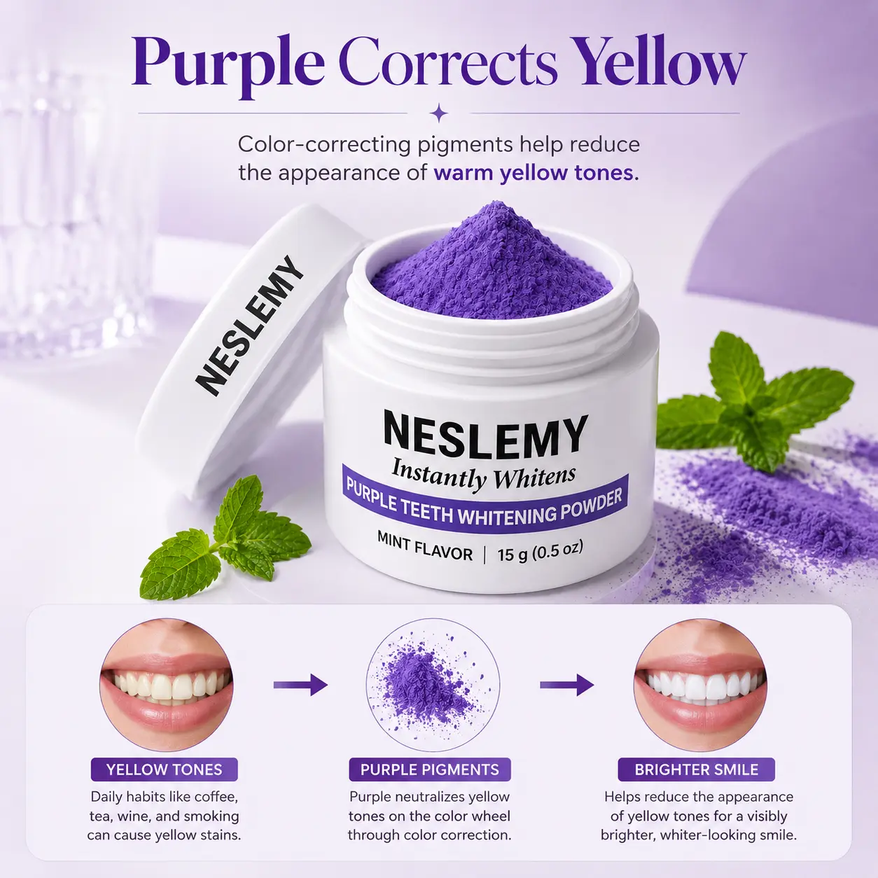 NESLEMY Purple Teeth Whitening Powder