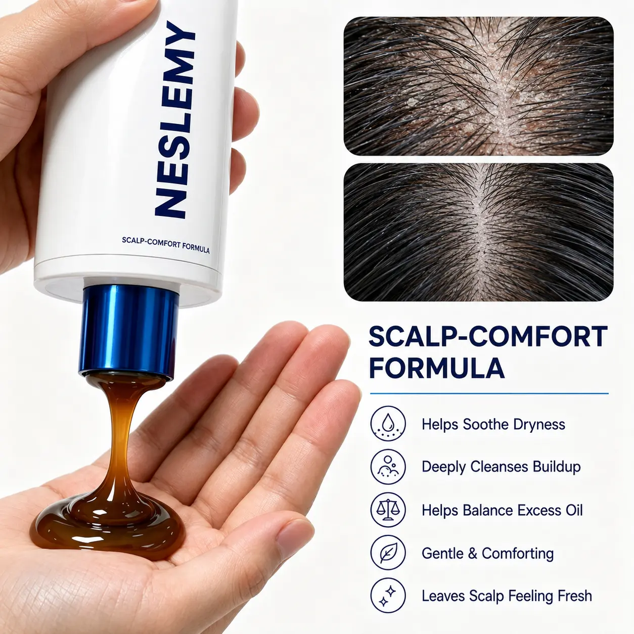 NESLEMY Folliculitis Shampoo for Itchy, Flaky & Oily Scalp
