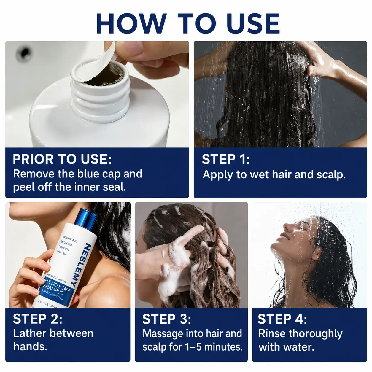 NESLEMY Folliculitis Shampoo for Itchy, Flaky & Oily Scalp